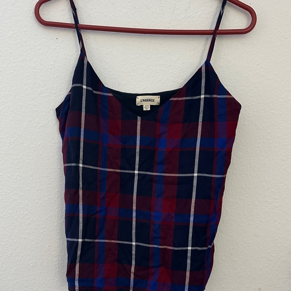 L’agence Plaid Cami Top - Red and Blue